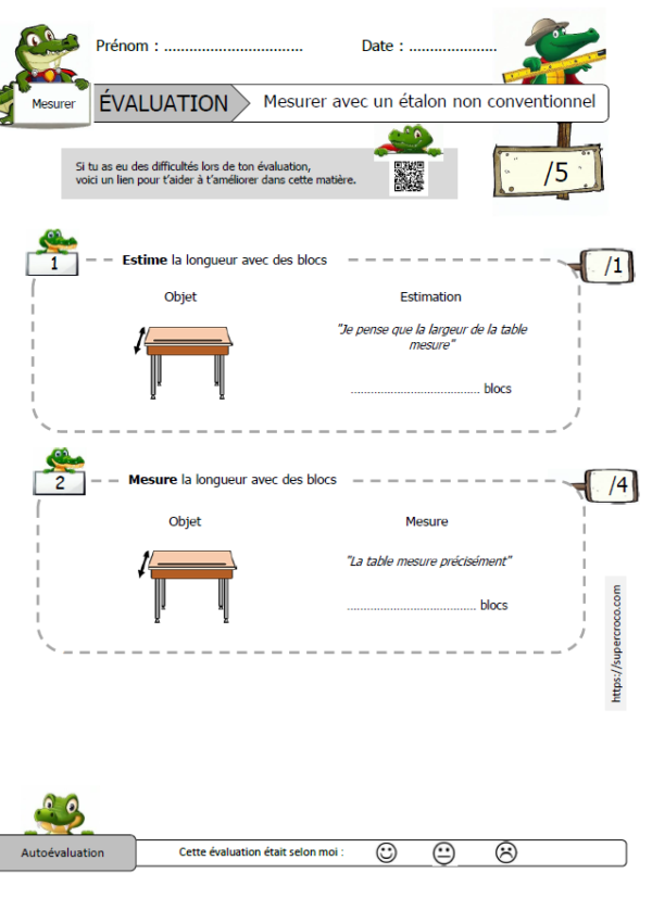 Évaluation - Mesurer avec un étalon non conventionnel