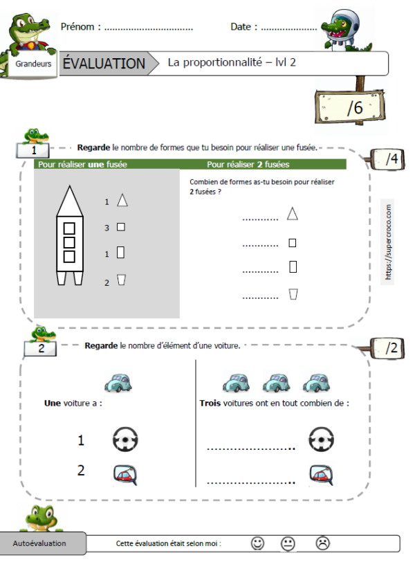 Évaluation - La proportionnalité directe - lvl2