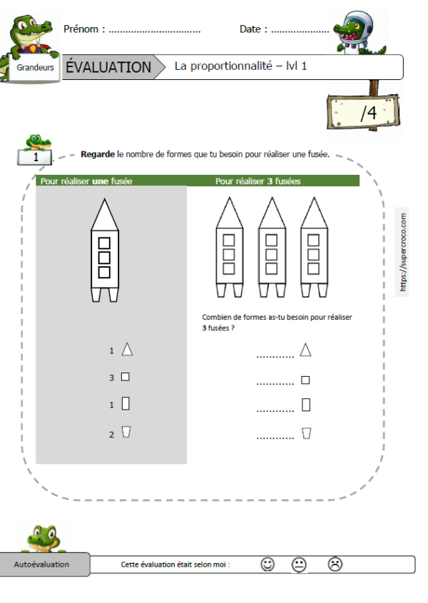 Évaluation - La proportionnalité - lvl1