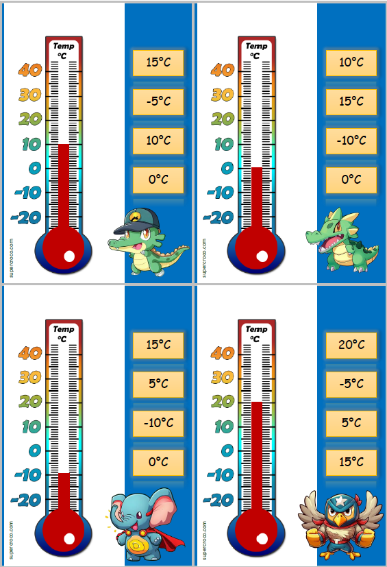Jeu thermomètres de niveau 1
