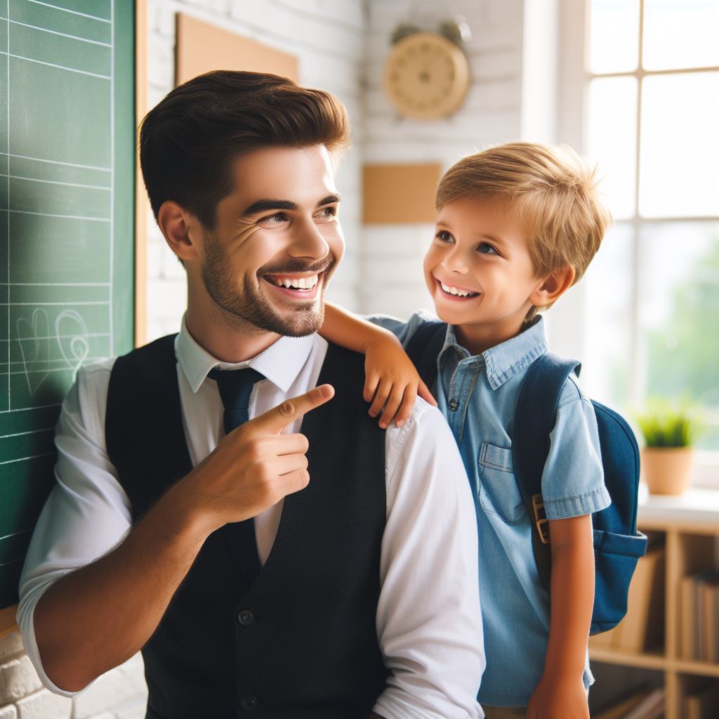 Linfluence-des-modeles-et-mentors-sur-le-developpement-des-enfants Un enfant épanoui accompagné de son mentor, partageant des moments de croissance, d'apprentissage et de complicité.