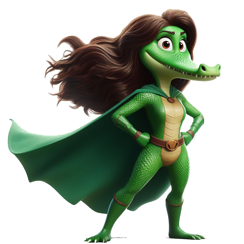 Image d'une maman Super Croco éduquant son enfant, illustrant l'approche parentale et éducative pour les enfants de primaire
