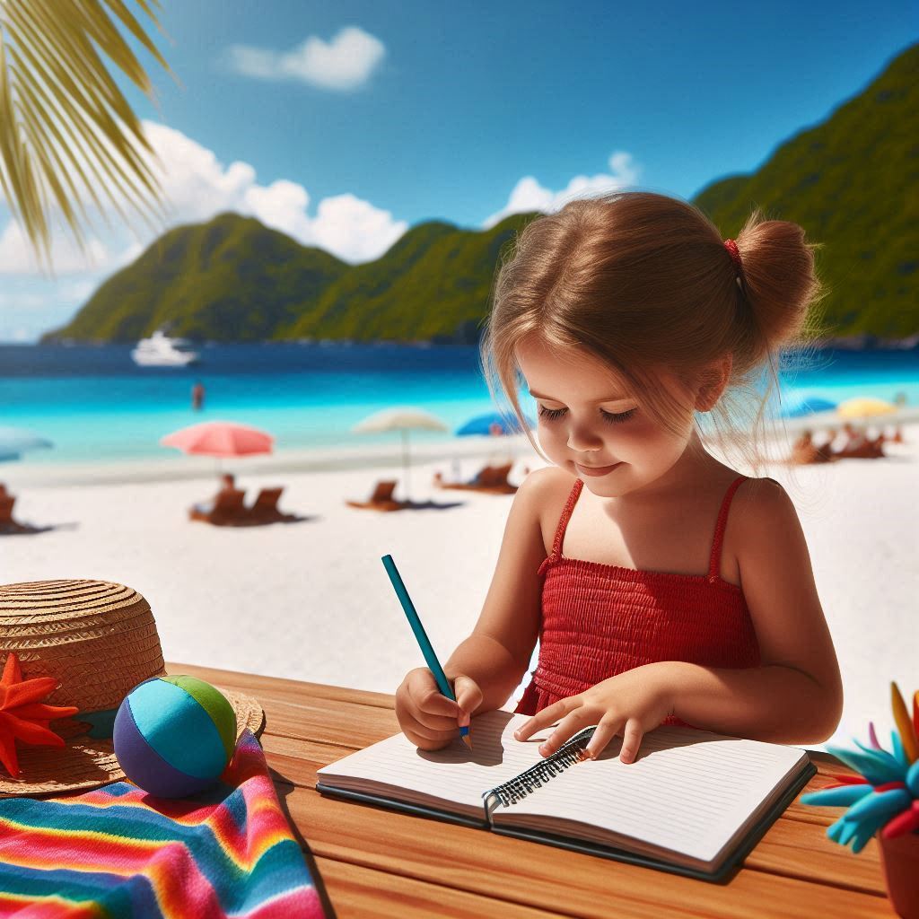 Enfant étudiant pendant les vacances : maintenir les acquis scolaires sans stress estival. Équilibre entre détente et apprentissage estival.