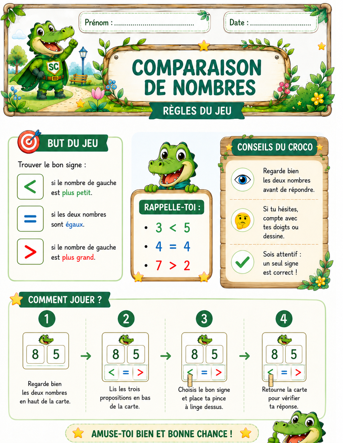 Comparaison de nombres - Jeu - Première primaire / CP – Image 2