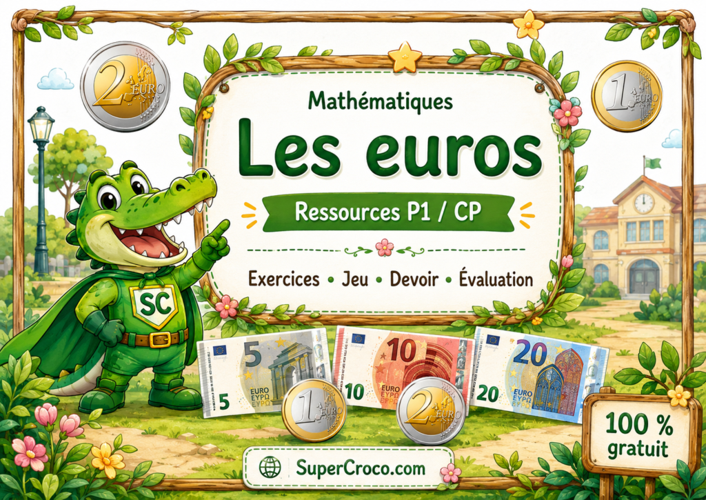 Ressources sur les euros pour les élèves de P1 et CP : exercices, jeu, devoir et évaluation