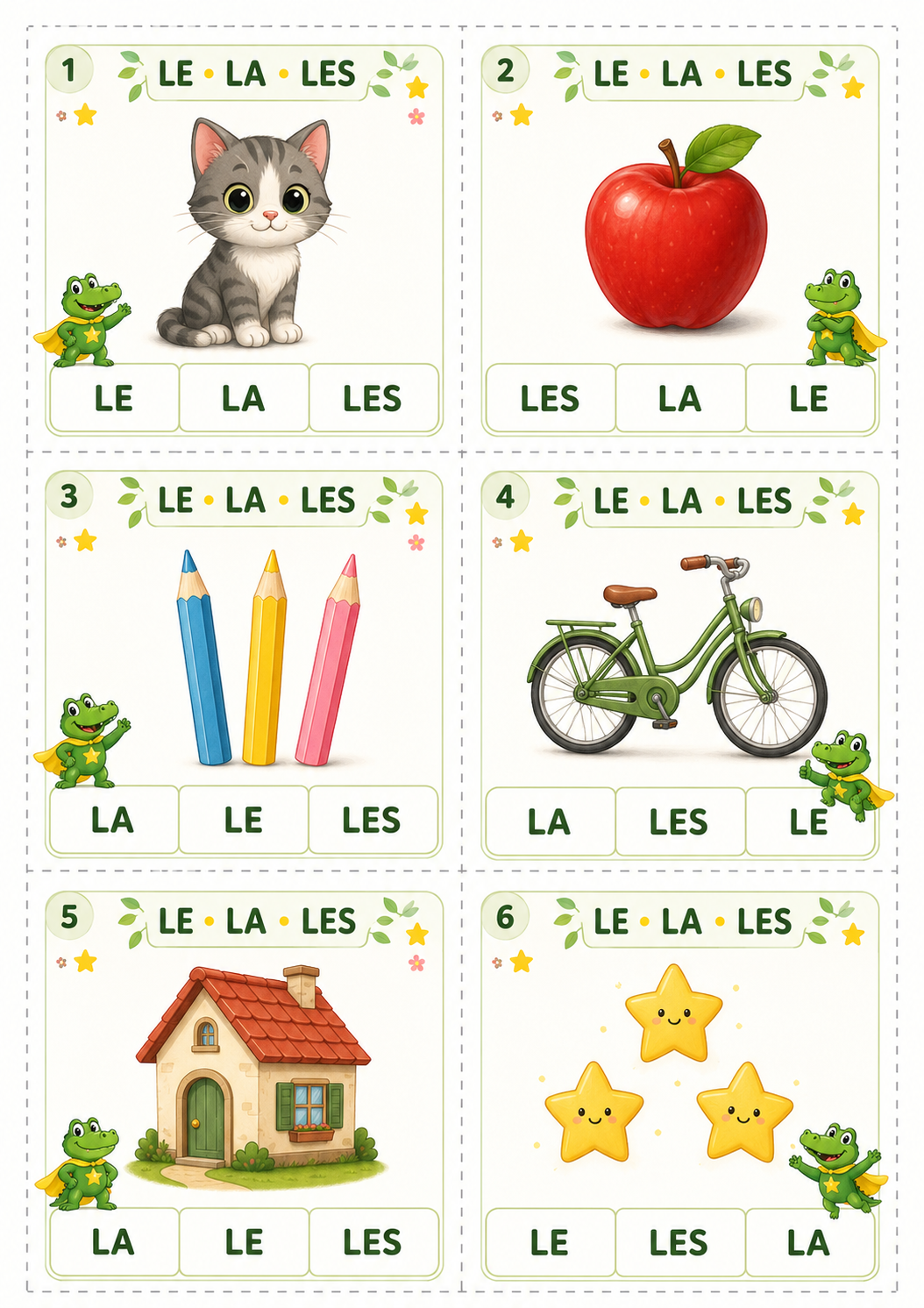 Jeu sur les déterminants : le, la, les, un, une, des – P2 / CE1 – Image 14