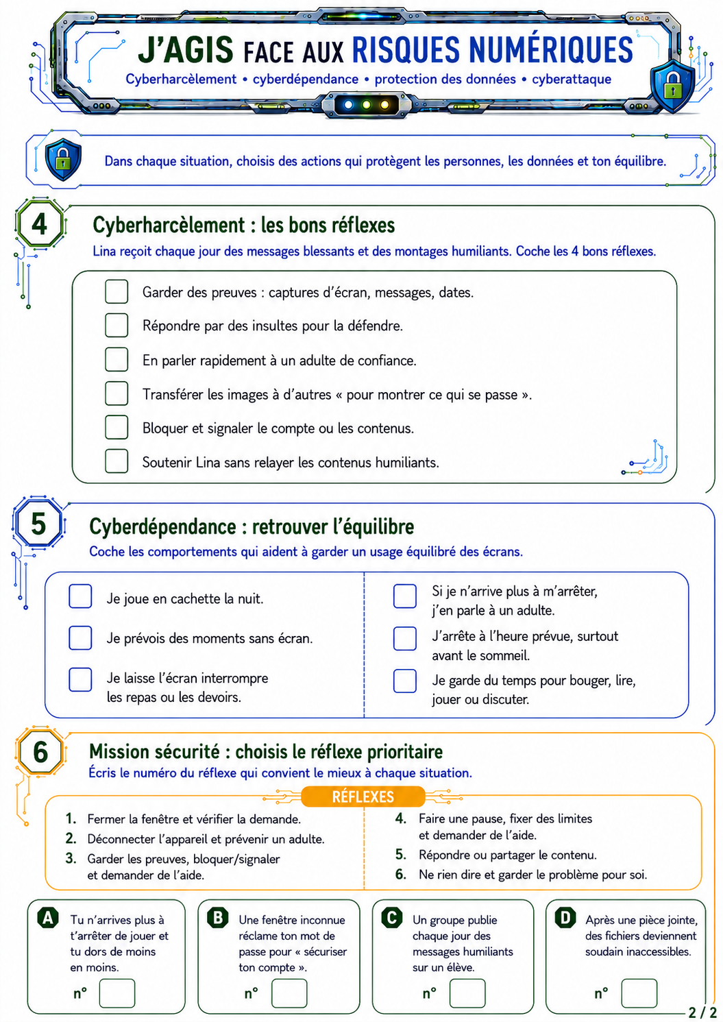 Adopter un comportement responsable – Exercices numérique P5 / CM2 – Page 2