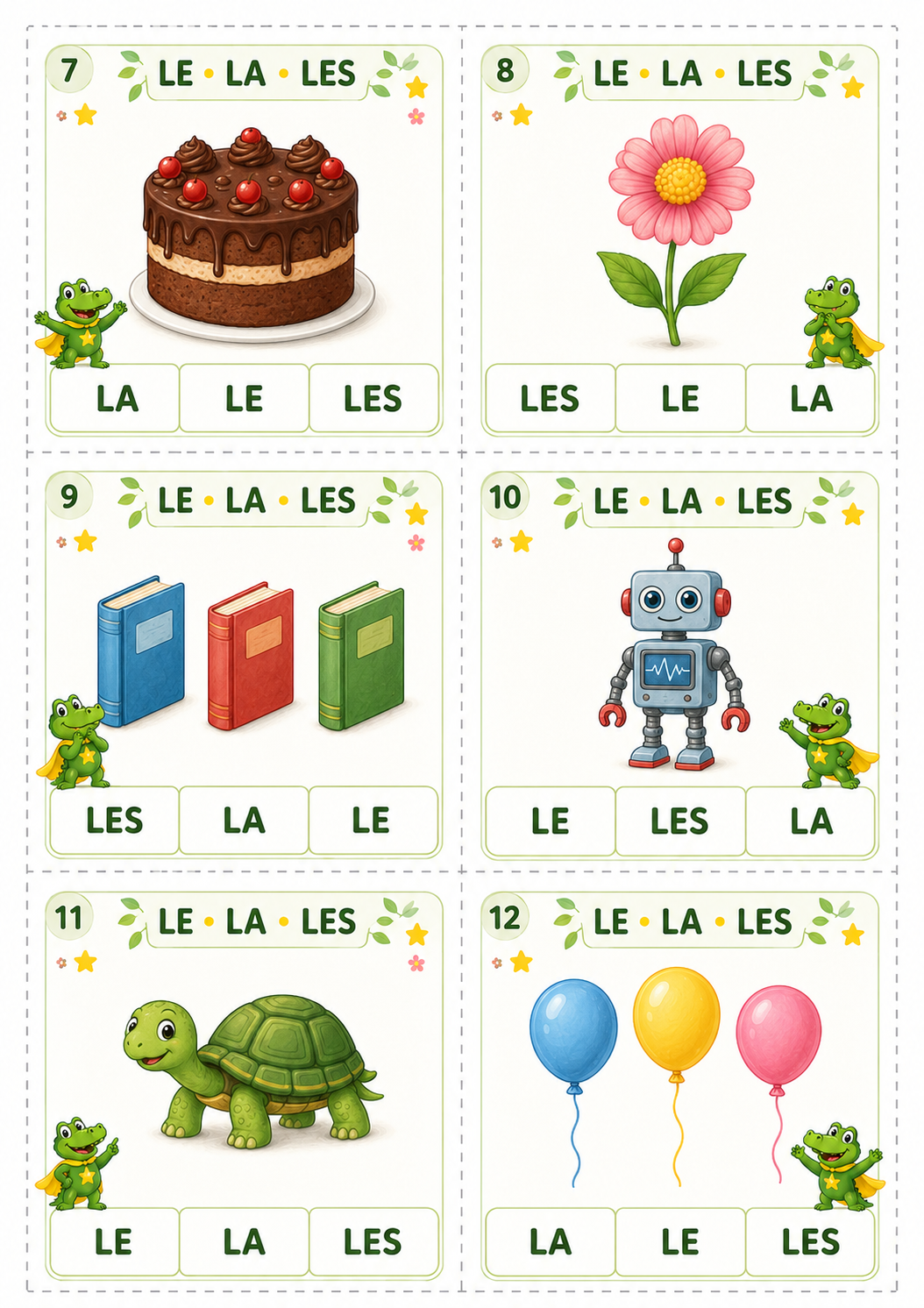 Jeu sur les déterminants : le, la, les, un, une, des – P2 / CE1 – Image 12