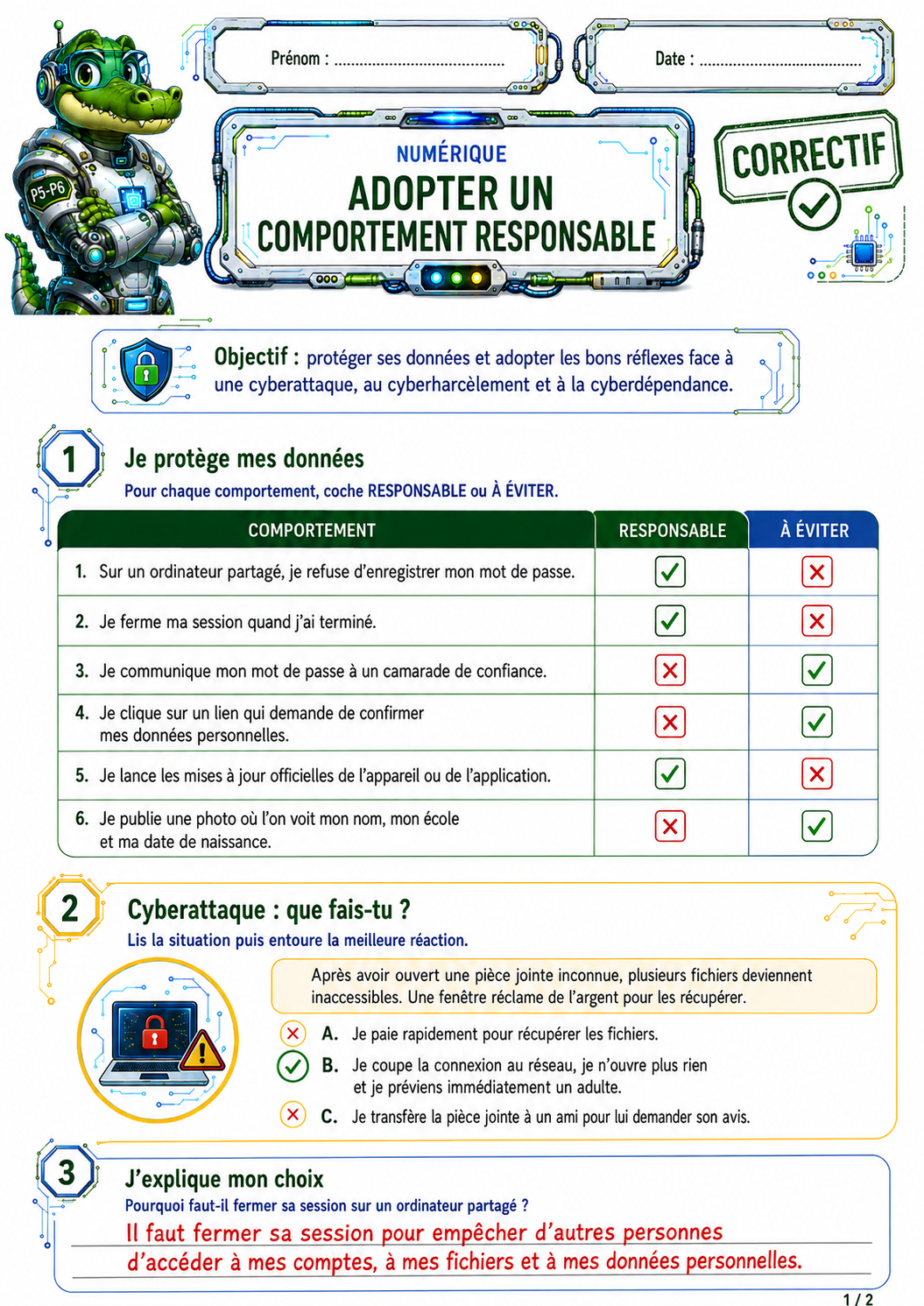 Adopter un comportement responsable – Exercices de numérique P5 / CM2 – Image 3