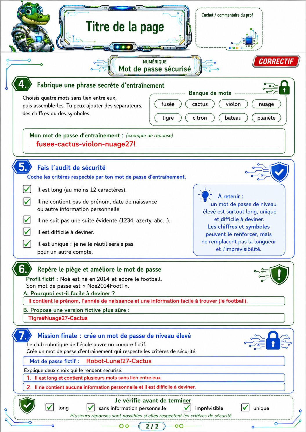 Mot de passe sécurisé – Exercices de numérique P5 CM2 – Image 3