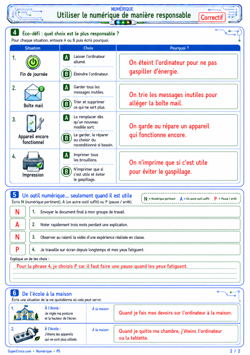 Utiliser le numérique de manière responsable – Exercices P5 / CM2 – Image 4