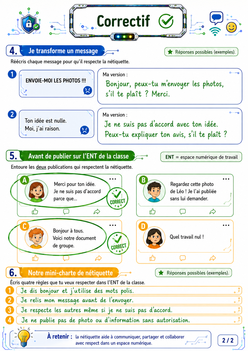 La nétiquette – Exercices de numérique P5 / CM2 – Image 3