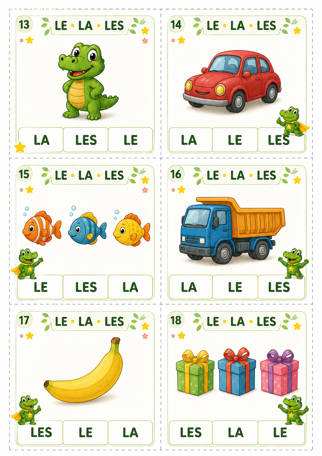Jeu sur les déterminants : le, la, les, un, une, des – P2 / CE1 – Image 10
