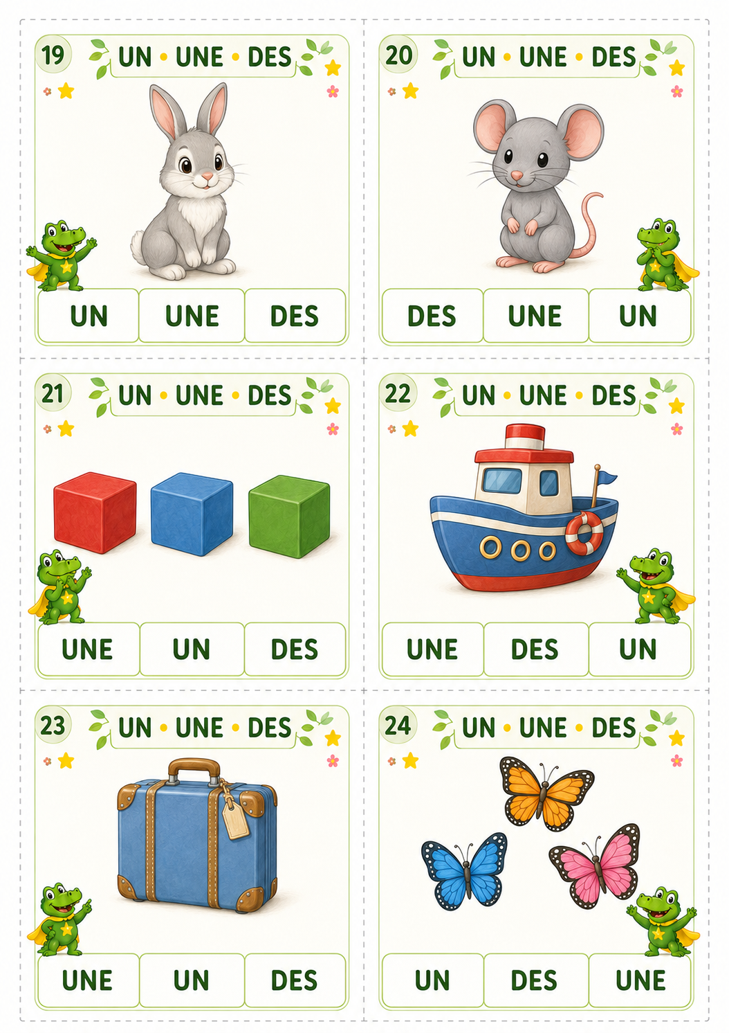 Jeu sur les déterminants : le, la, les, un, une, des – P2 / CE1 – Image 8