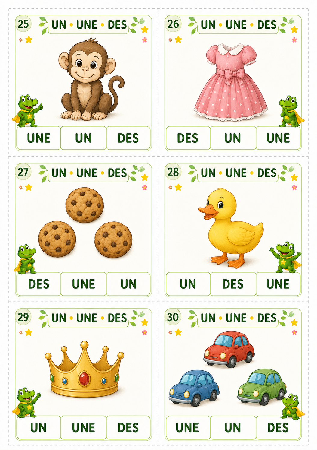 Jeu sur les déterminants : le, la, les, un, une, des – P2 / CE1 – Image 6