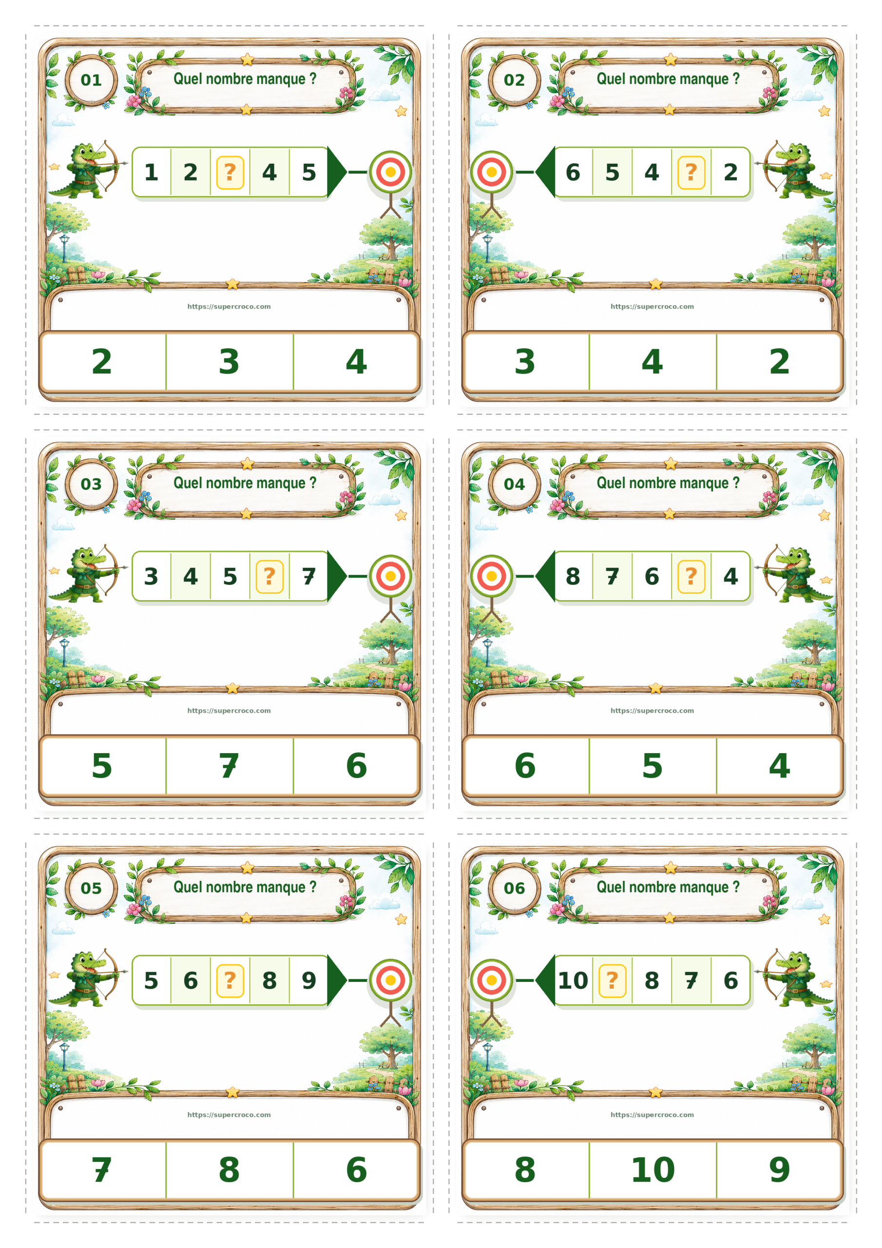 Droite des nombres jusqu’à 10 – Jeu de cartes à pince P1 / CP – Image 3