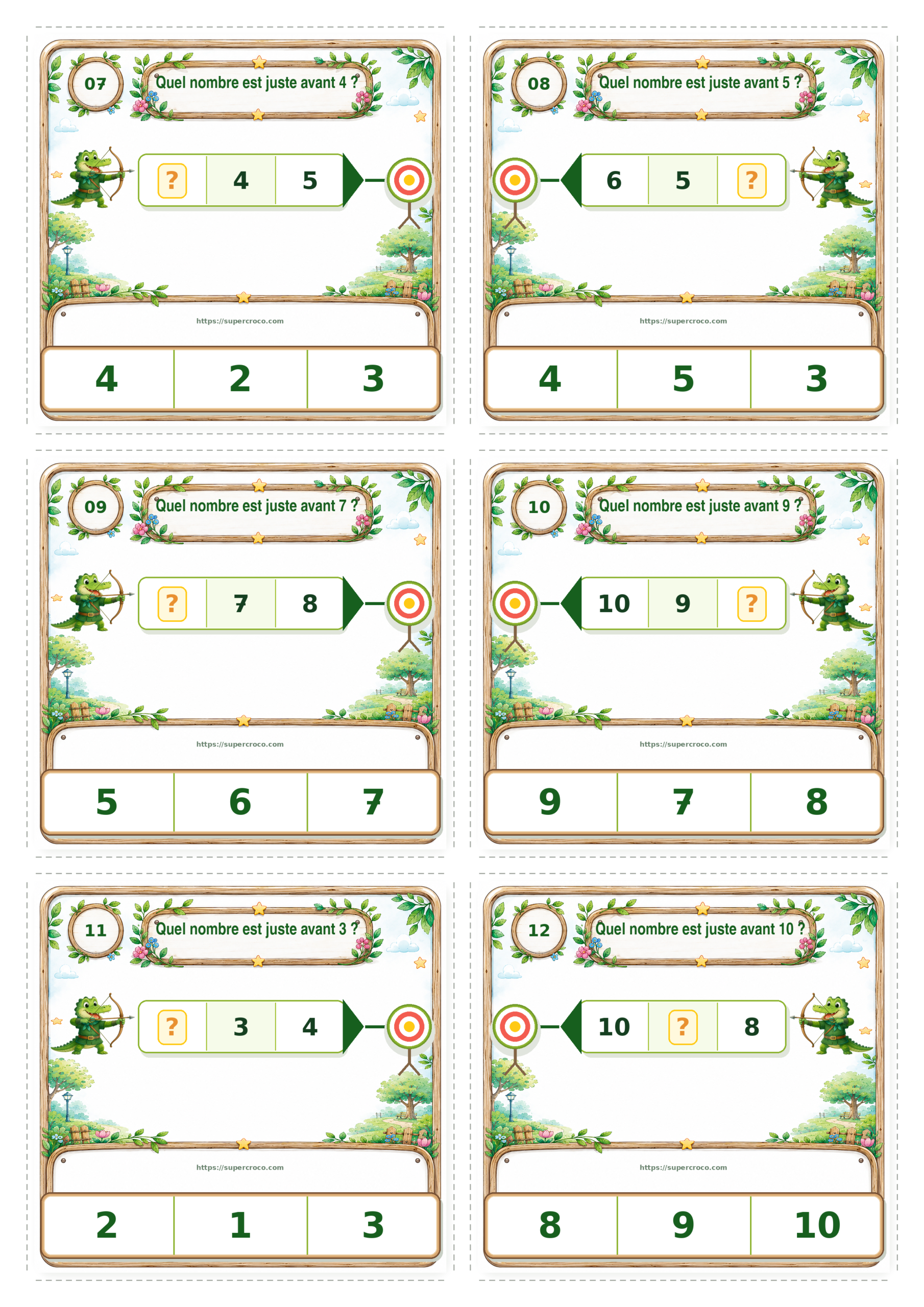 Droite des nombres jusqu’à 10 – Jeu de cartes à pince P1 / CP – Image 5