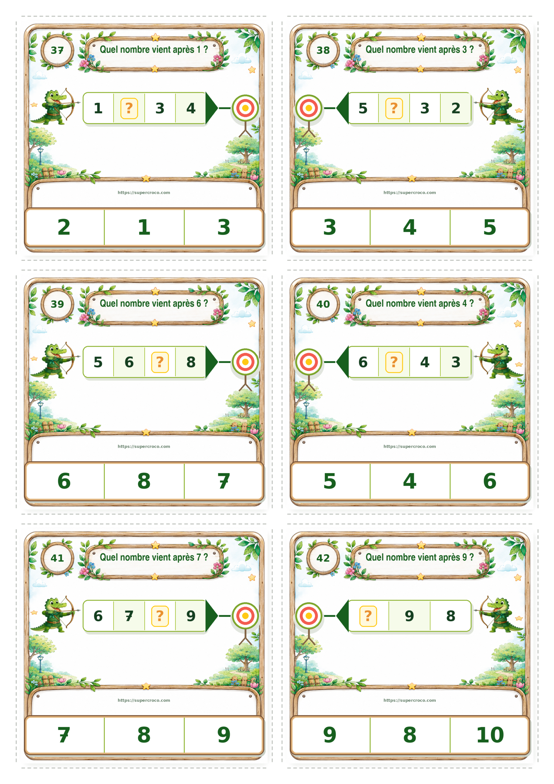 Droite des nombres jusqu’à 10 – Jeu de cartes à pince P1 / CP – Image 15