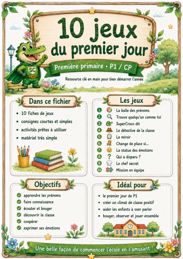 Jeux du premier jour en P1 / CP – présentation de 10 jeux pour faire connaissance, apprendre les prénoms et découvrir la classe