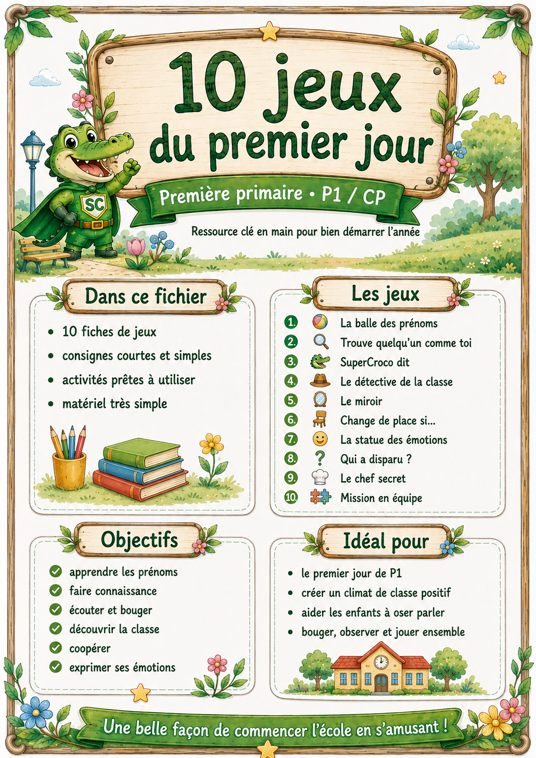 Jeux du premier jour en P1 / CP – présentation de 10 jeux pour faire connaissance, apprendre les prénoms et découvrir la classe