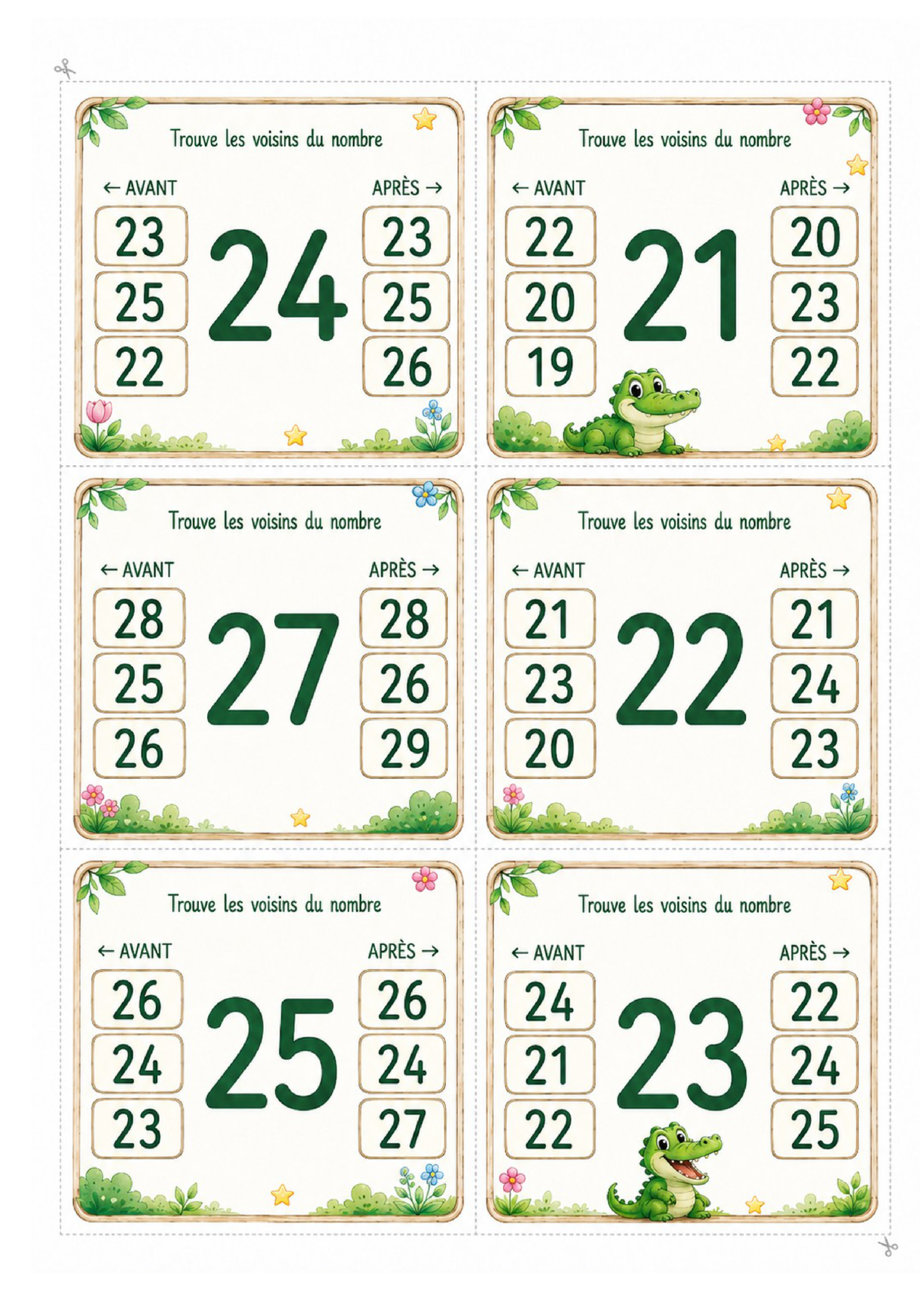 Les voisins des nombres – P1 / CP – Jeu de cartes à pince – Image 3