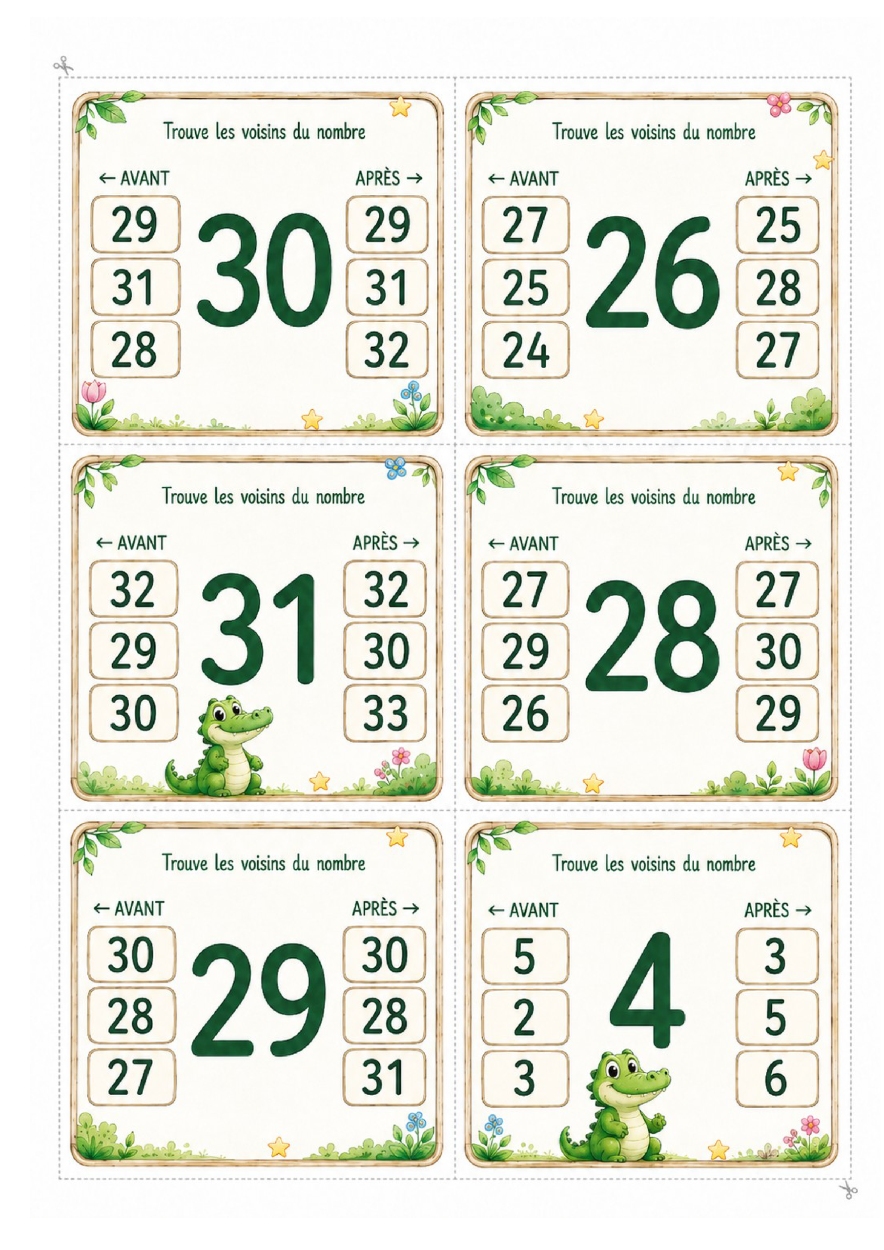 Les voisins des nombres – P1 / CP – Jeu de cartes à pince – Image 2