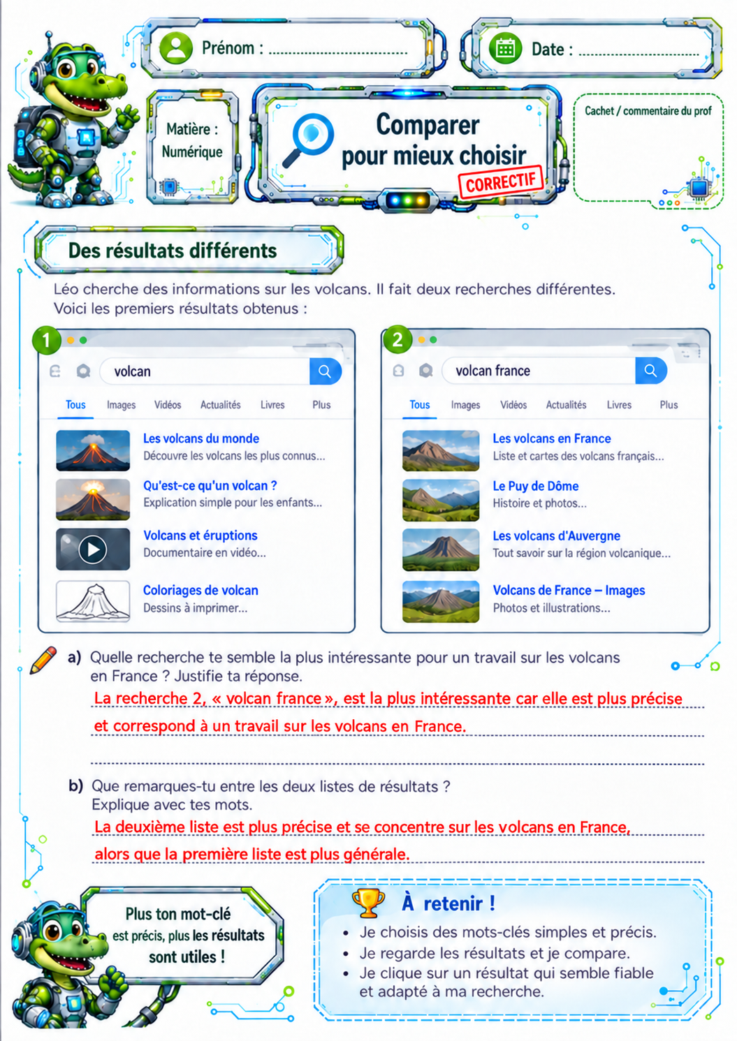 Recherche de mots-clés sur Internet P3 / CE2 – 5 fiches d’exercices ludiques avec correctifs – Image 9