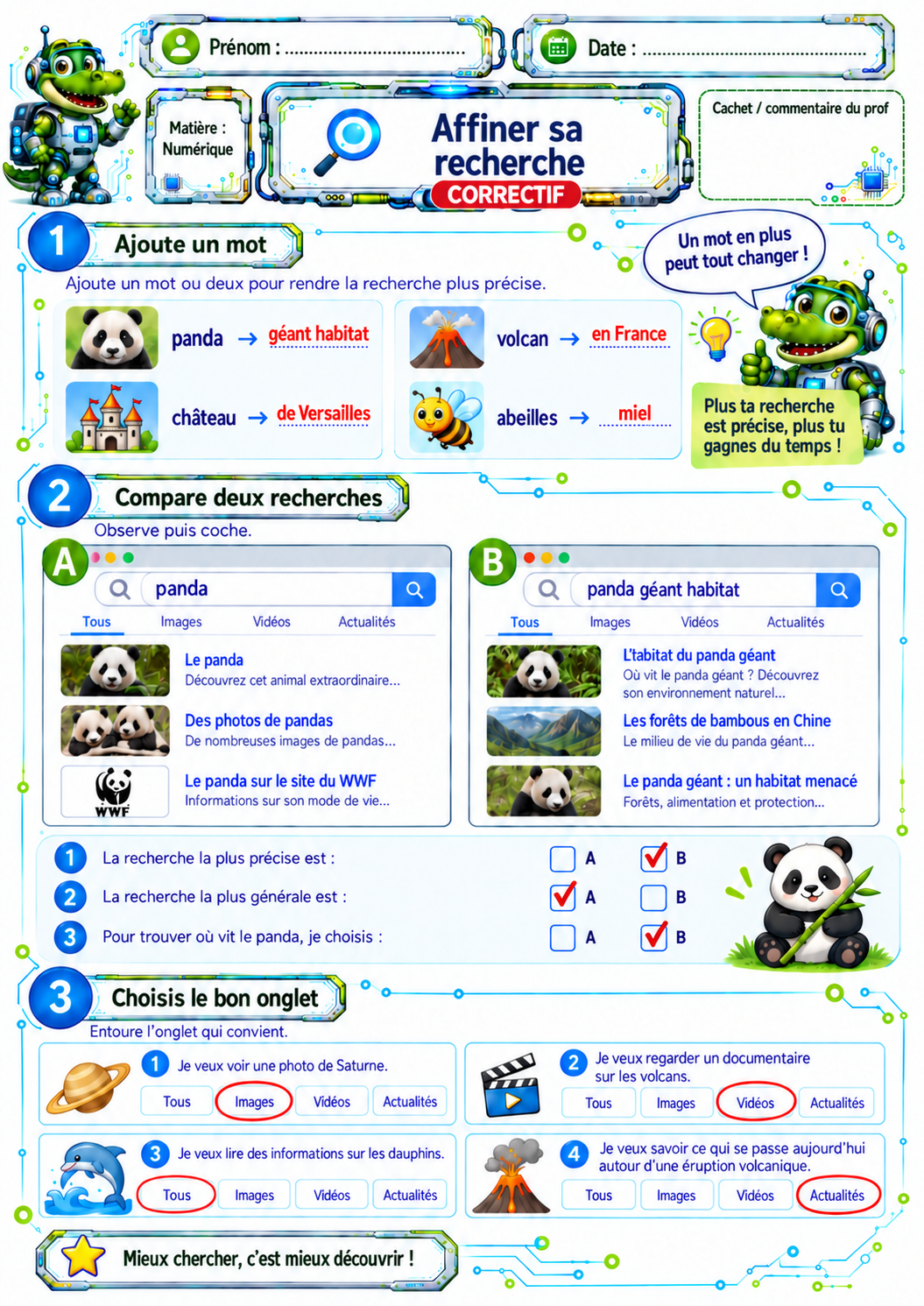 Recherche de mots-clés sur Internet P3 / CE2 – 5 fiches d’exercices ludiques avec correctifs – Image 5