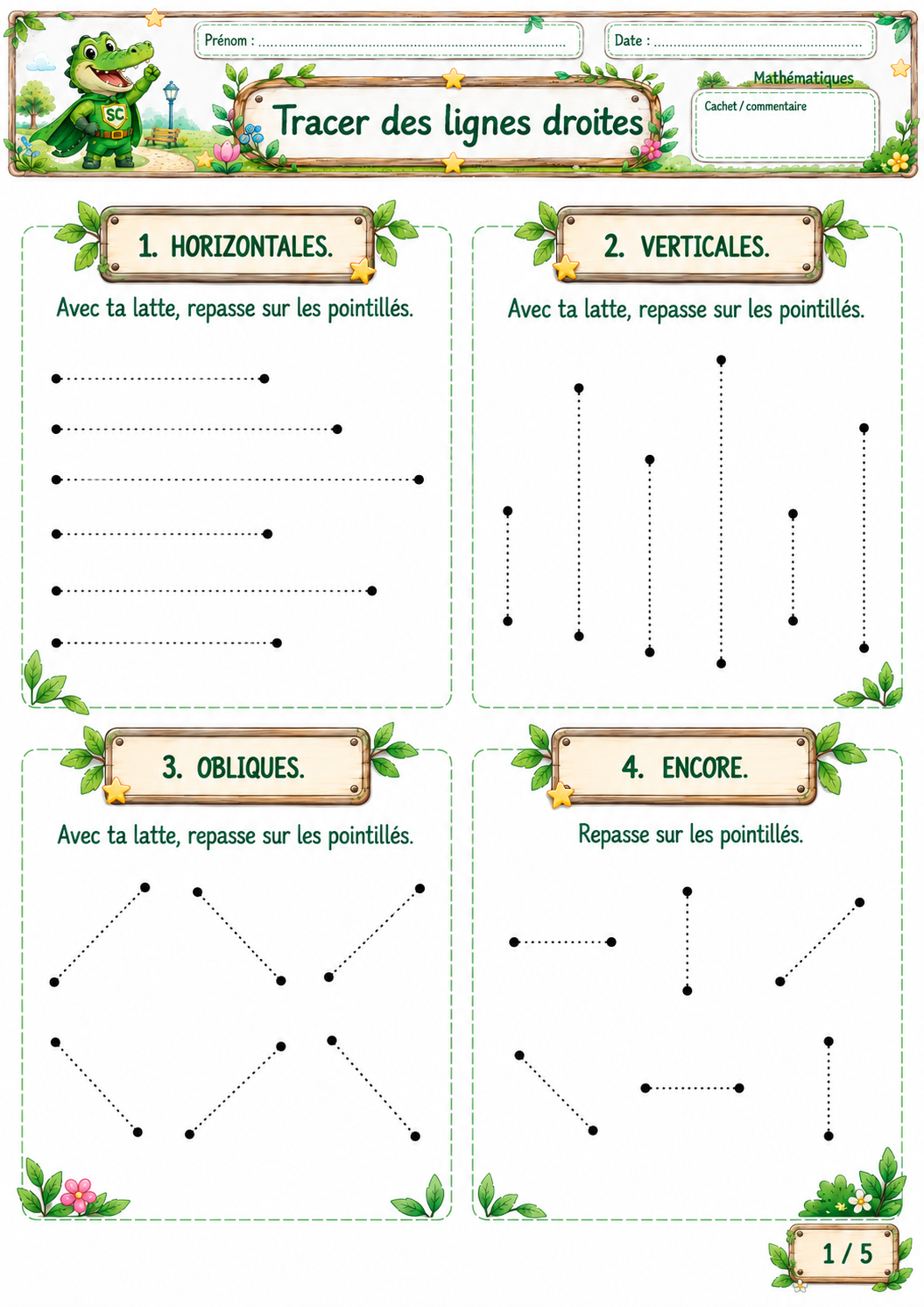 Tracer des lignes droites avec une règle – Exercices CE1 / P2 – Image 2