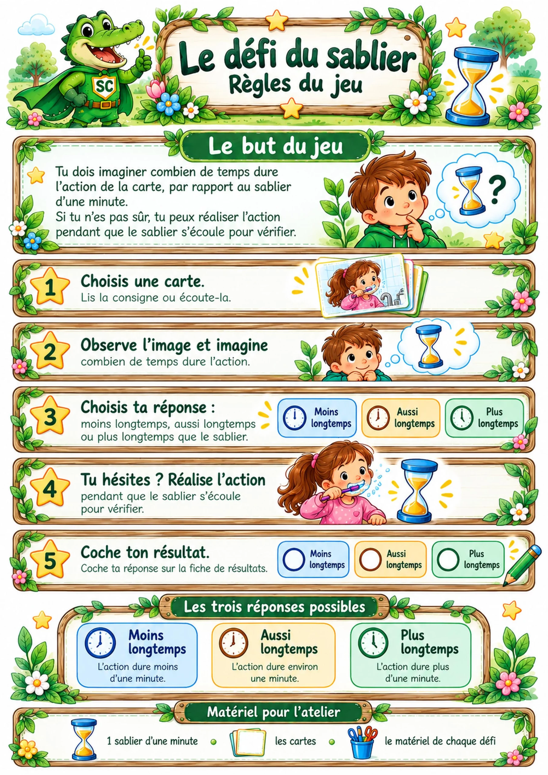 Le défi du sablier – Jeu pour estimer et comparer les durées – P1 / CP – Image 4
